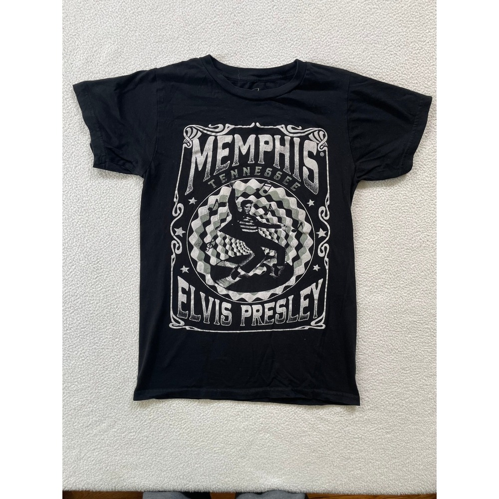 Goodie Two‎ Sleeves Womens XS T-Shirt Black Elvis Presley Memphis Graphic Tee